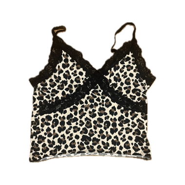 Top con stampa leopardata e pizzo
