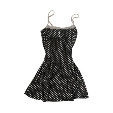 Polka-Dot-Coquette-Spitzenkleid-Top im Vintage-Y2K-Stil