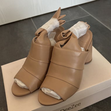 Beige block-heel sandals