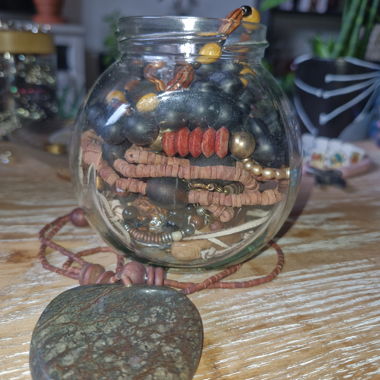 Mystery jewelry jar - brown and woody 