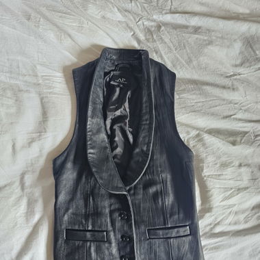 Black leather vest, size S