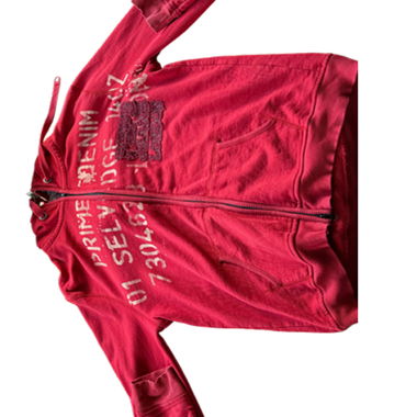 Red Hooded Jacket with Print