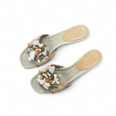 Car Shoe Linen Slip-Ons with Floral Detail (38)