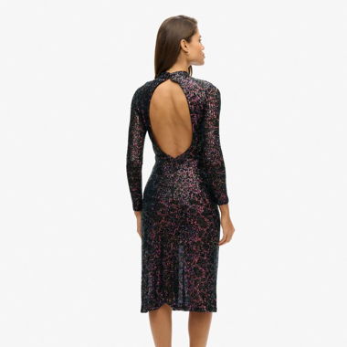 NEU Paillettenkleid mit Rücken- und Beinausschnitt