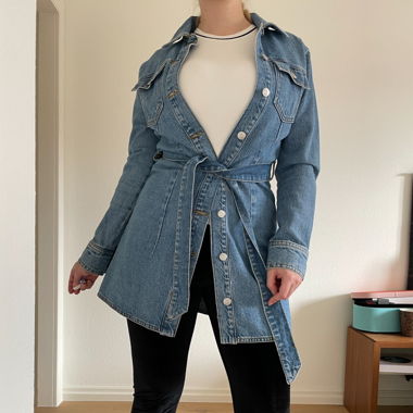 Zara Women’s Long Denim Jacket/Denim Trench Coat