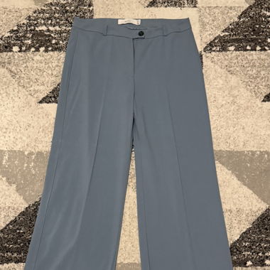 Bershka Wide-Leg Trousers Blue-Grey