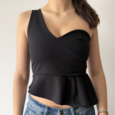 Black One-Shoulder Top