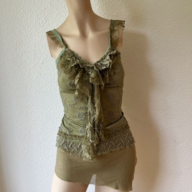 rare olive green mesh & lace cami by Ella