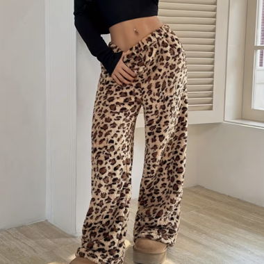 Pantaloni larghi leopardati