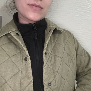 Kaki quilted mid-length jacket