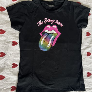 Schwarzes Rolling Stones Band-T-Shirt L
