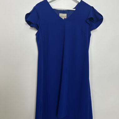 Blaues Kleid mit kurzen Ärmeln