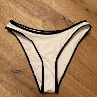 White Bikini Bottom with Black Edges