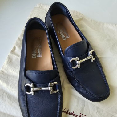 FERRAGAMO Dark Blue Women Loafers 