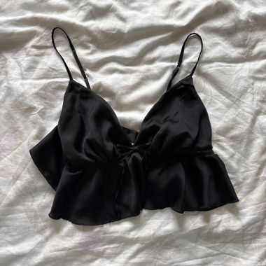 Black satin camisole top