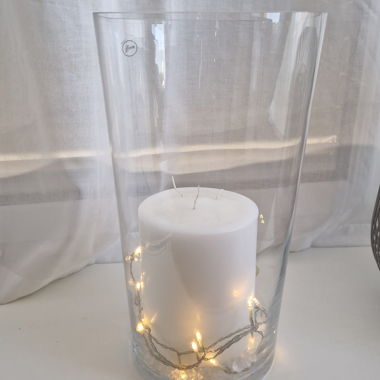 XL Dekovase Glas (H: 44cm) mit Kerze & Beleuchtung
