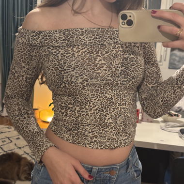 Top Off-Shoulder léopard Subdued XS