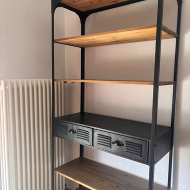 Industrial shelving unit with drawers