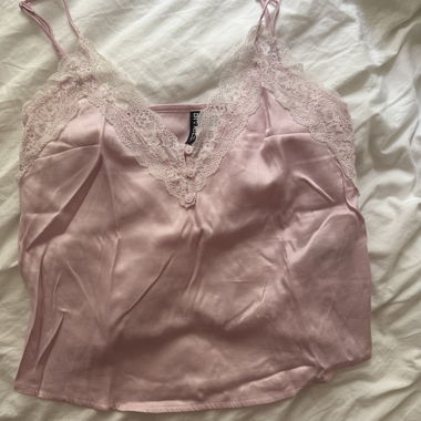 Pink lace camisole top