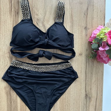 Black bikinis with golden detail