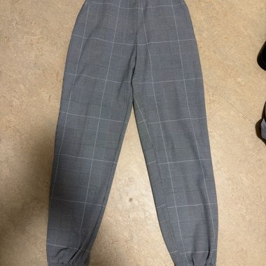 Pantaloni in tessuto grigi a quadri con vita elasticizzata