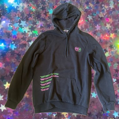 Black Hoodie Distorted Waves