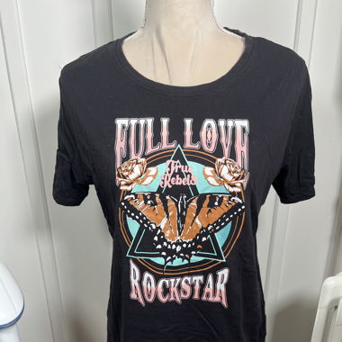 T-shirt noir full Love rockstar