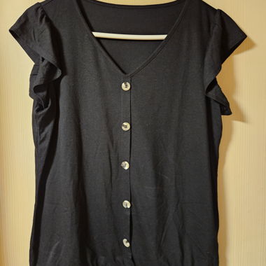 Black Women’s Top with Button Detail