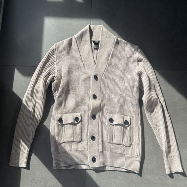 Cardigan beige à col châle