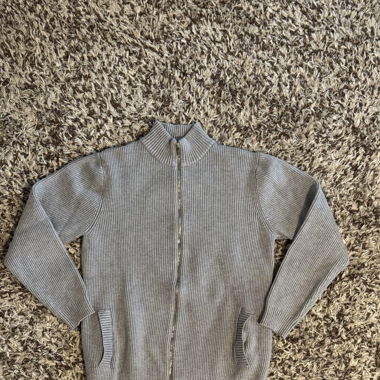 LORO PIANA, FULL ZIP GREY KNIT