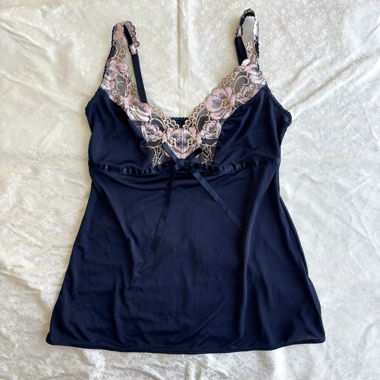 “Frutta” bow detailing floral lace trim cami top