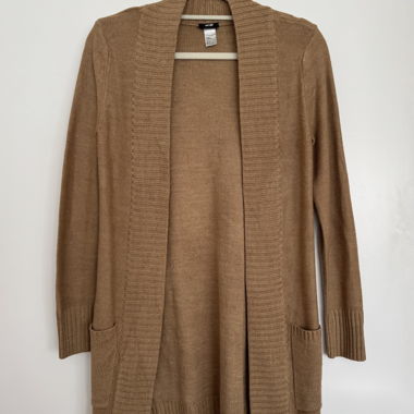 H&M long beige knit cardigan, size S