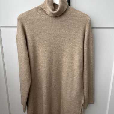 Beige Turtleneck Dress