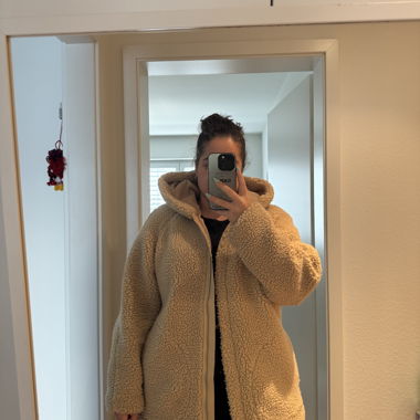 Beige teddy fleece hooded jacket EUR 42