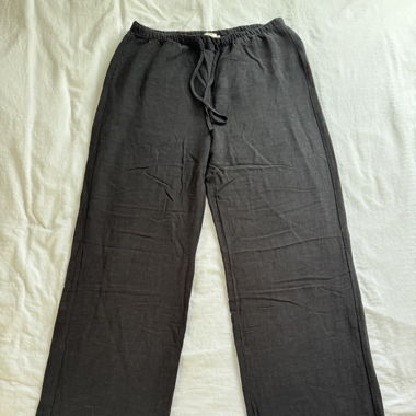 Pantalon en lin noir Pull&Bear