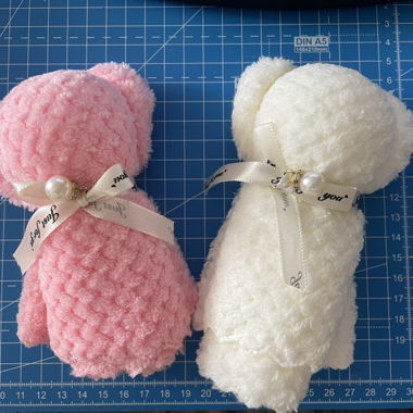 Small Towels in Teddy Bear Plush Shape
