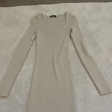 Beige Dress with Long Sleeves