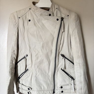 Veste en cuir Zara blanche