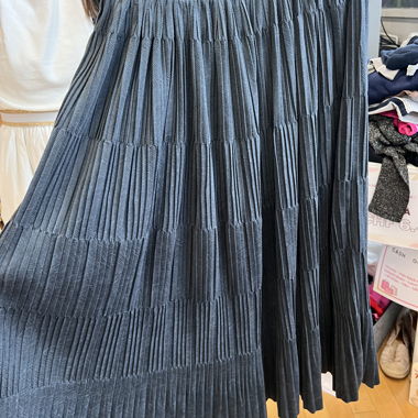 Long Pleated Skirt Dark Grey