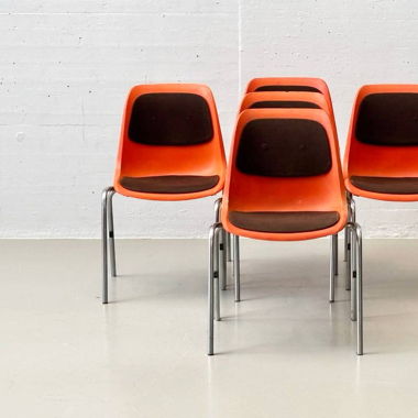 4x Stühle aus Kunstoff mit Polsterung, 1970er 