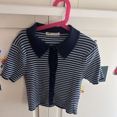Blue cropped polo