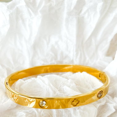 CLOVER Armreif - 18k vergoldet mit Zirkon