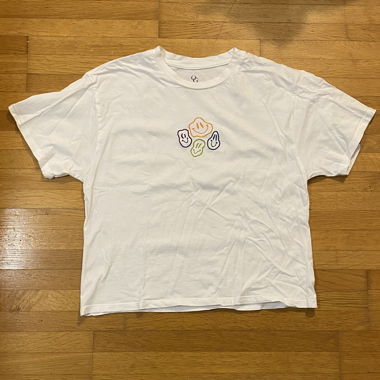 T-shirt corto bianco con smiley colorati