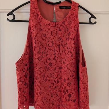 Top in Pizzo Zara Woman corallo M