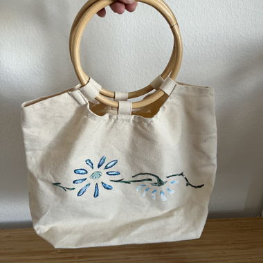 Painted flowers canvas bag