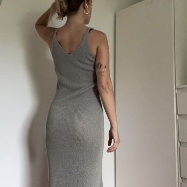 Grey Ribbed Knit Dress