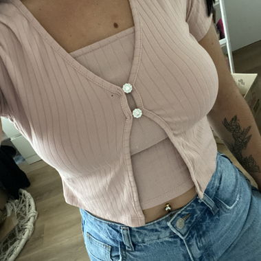 2Teiliges Cropped T-Shirt 