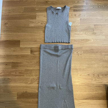 Completo Zara argento grigio gonna top