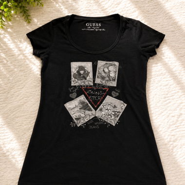 T-shirt Guess donna nero