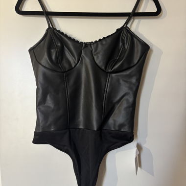 Body nero in ecopelle - Body in faux leather